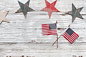 July 4th Rustic Background with Stars and American Flags