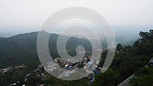 July 5th 2022 Katra, Jammu and Kashmir, India. An aerial shot of katra city in Jammu And Kashmir from Mata Vaishno Devi site