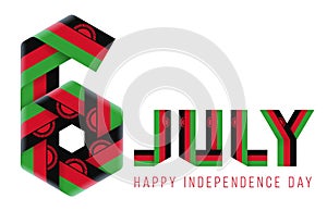 July 6, Independence Day of Malawi congratulatory design with malawian flag elements