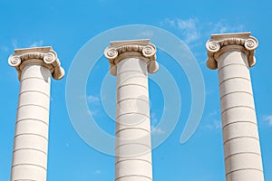 View of the Four Columns also known as Ionic columns on the square of Josep Puig i Cadafalch in photo