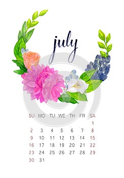 July calendar