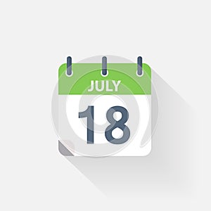 18 july calendar icon