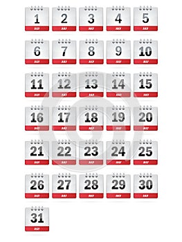 July Calendar Icons