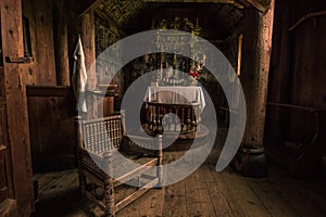 July 24, 2015: Details inside Urnes Stave Church, UNESCO site, i