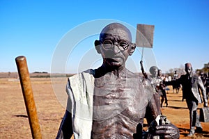 2 July 2019 - Ghandi sculpture at Maropeng, the Cradle of Humankind, Johannesburg, South Africa