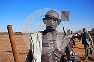2 July 2019 - Ghandi sculpture at Maropeng, the Cradle of Humankind, Johannesburg, South Africa