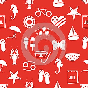 July month theme set of simple icons red seamless pattern eps10 photo