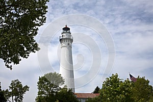 Wind Point Lighthouse In Racine Harbor In The U.S. State of Wisconsin
