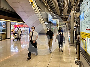 July 7, 2023, Suvarnabhumi Airport, Bangkok: Nightlife in the departures area.