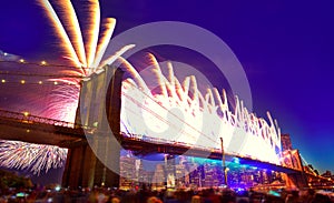 July 4th 2014 fireworks Brooklyn bridge Manhattan