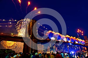 July 4th 2014 fireworks Brooklyn bridge Manhattan