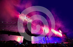 July 4th 2014 fireworks Brooklyn bridge Manhattan