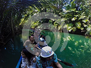 27 July 2022 - Ujung Kulon, Banten, West Java, Indonesia. Explore the river by canoe at the end of Kulon National Park