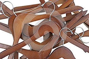 Jumble of coat hangers photo