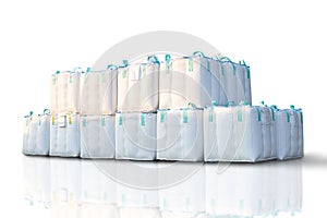 Jumbo bags white colour, rice packaging isolated on white background. with clipping paths photo