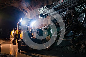 Jumbo Drill Posing at Underground Mine.