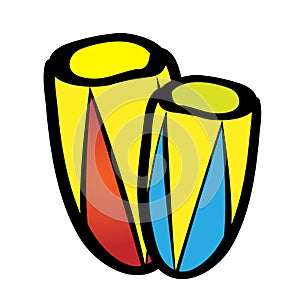 Jumbo drum percussion musical instruments vector flat icon. Djembe isolated on white background. Cute cartoon style. Illustration