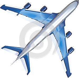 Jumbo Jet Airplane, Isolated, Top View