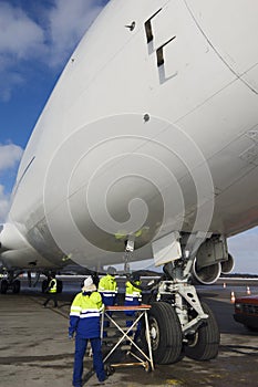 Jumbo-jet being serviced