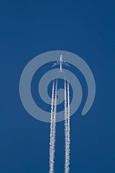 Jumbo Jet Flying High Above