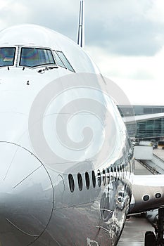 Jumbo jet nose, front view.