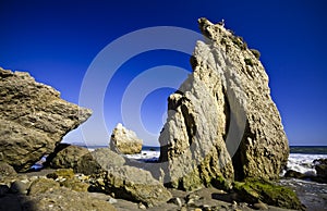 Jumbo rock in Malibu beach