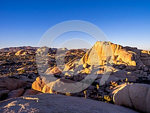 Jumbo Rocks at sunset in Joshua Tree National Park