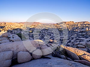 Jumbo Rocks at sunset in Joshua Tree National Park