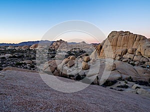 Jumbo Rocks at sunset in Joshua Tree National Park