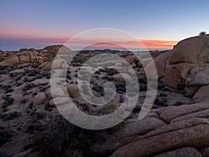 Jumbo Rocks at sunset in Joshua Tree National Park