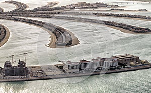 Jumeirah Palm Island from helicopter in Dubai