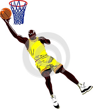 Jump of the basketball player
