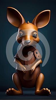 3D kangaroo cartoon character design illustration ai generated photo