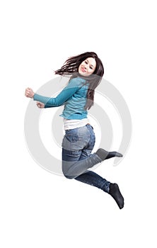 Jump of happy joyful young woman