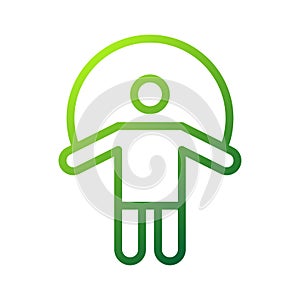 Jump rope icon gradient green colour sport symbol illustration