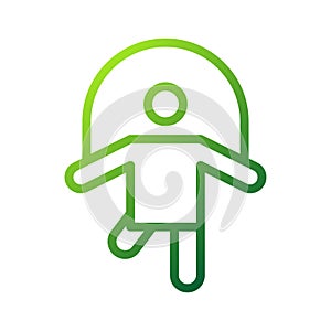 Jump rope icon gradient green colour sport symbol illustration