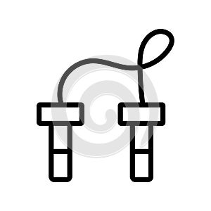 Jump rope icon line isolated on white background. Black flat thin icon on modern outline style. Linear symbol and editable stroke