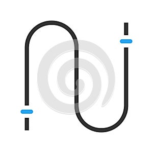 Jump rope icon solid blue black colour sport symbol illustration