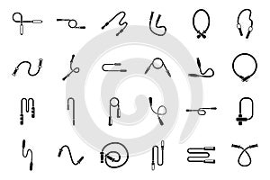 Jump rope icons set simple vector. Body fitness