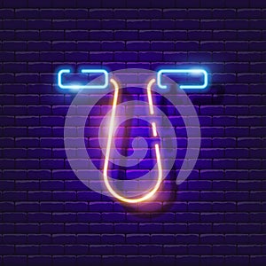 Jump rope neon icon. Fitness glowing sign. Vector illustration for design. Sports concept