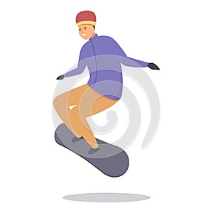 Jump snowboard icon cartoon vector. Sport child