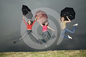 Jump under storm-cloud