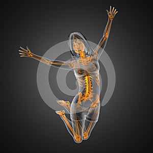 Jump woman radiography