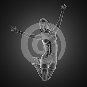 Jump woman radiography