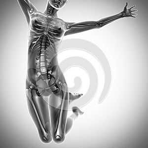 Jump woman radiography scan image