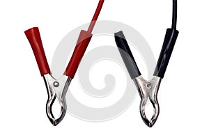 Jumper cable claim isolated on a white