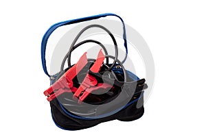 jumper cables for a car on a isolated white background