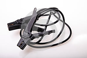 jumper cables for a car on a isolated white background