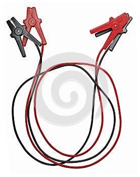 Jumper cables isolated on white photo