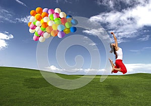 Jumping with balloons